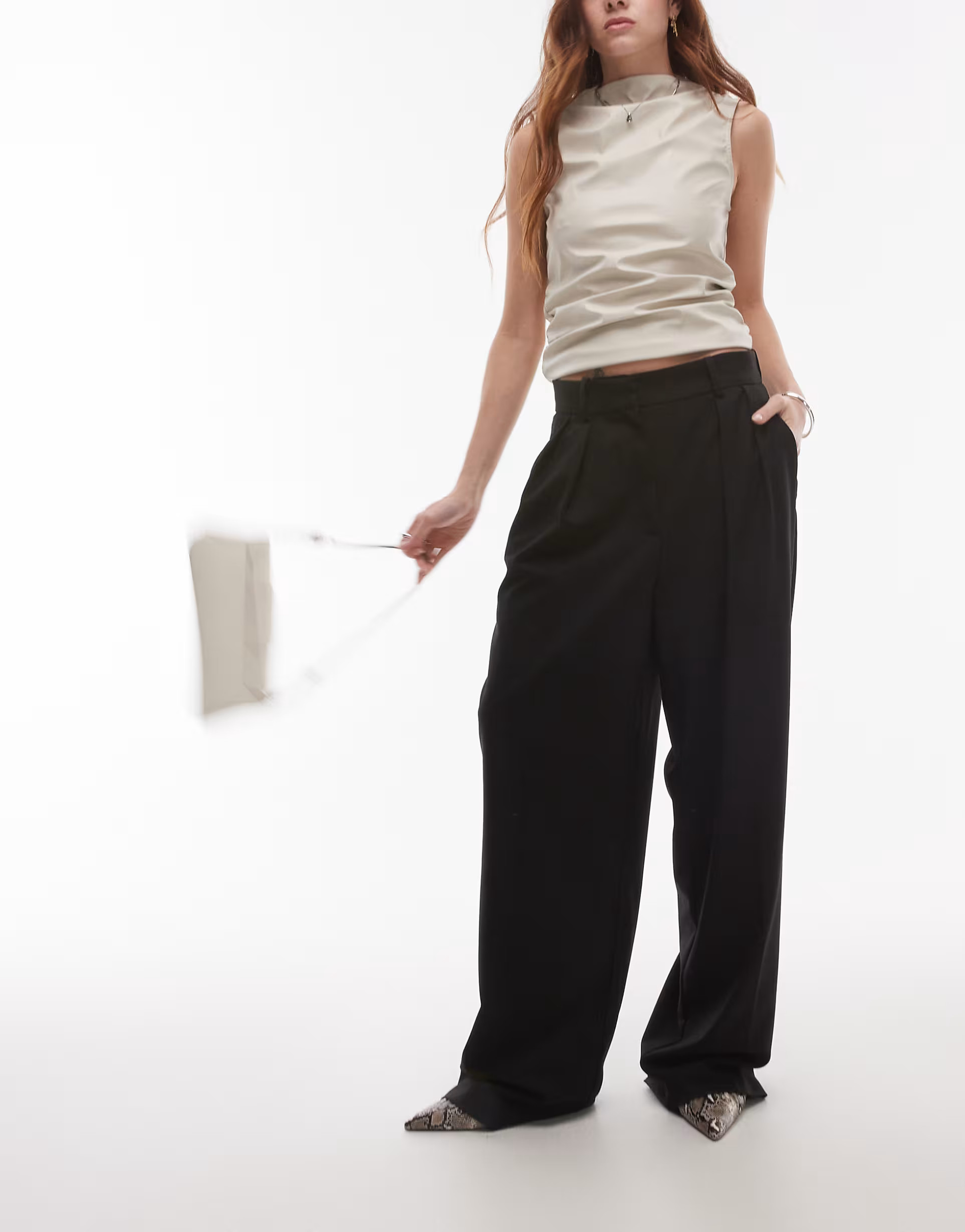 Mango pintuck longline trousers in black | ASOS (Global)