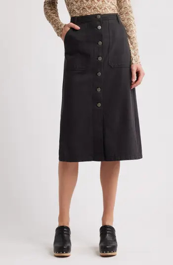 Button-Up Twill Midi Skirt | Nordstrom