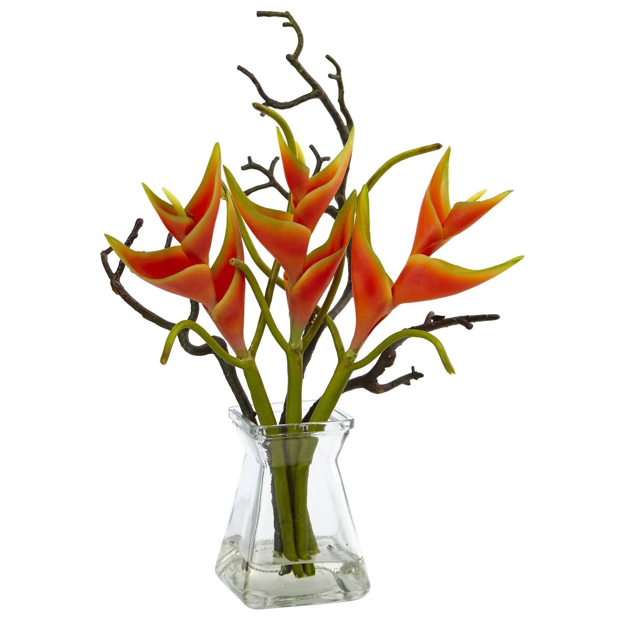 Heliconia in Glass Vase | Nearly Natural | Nearly Natural