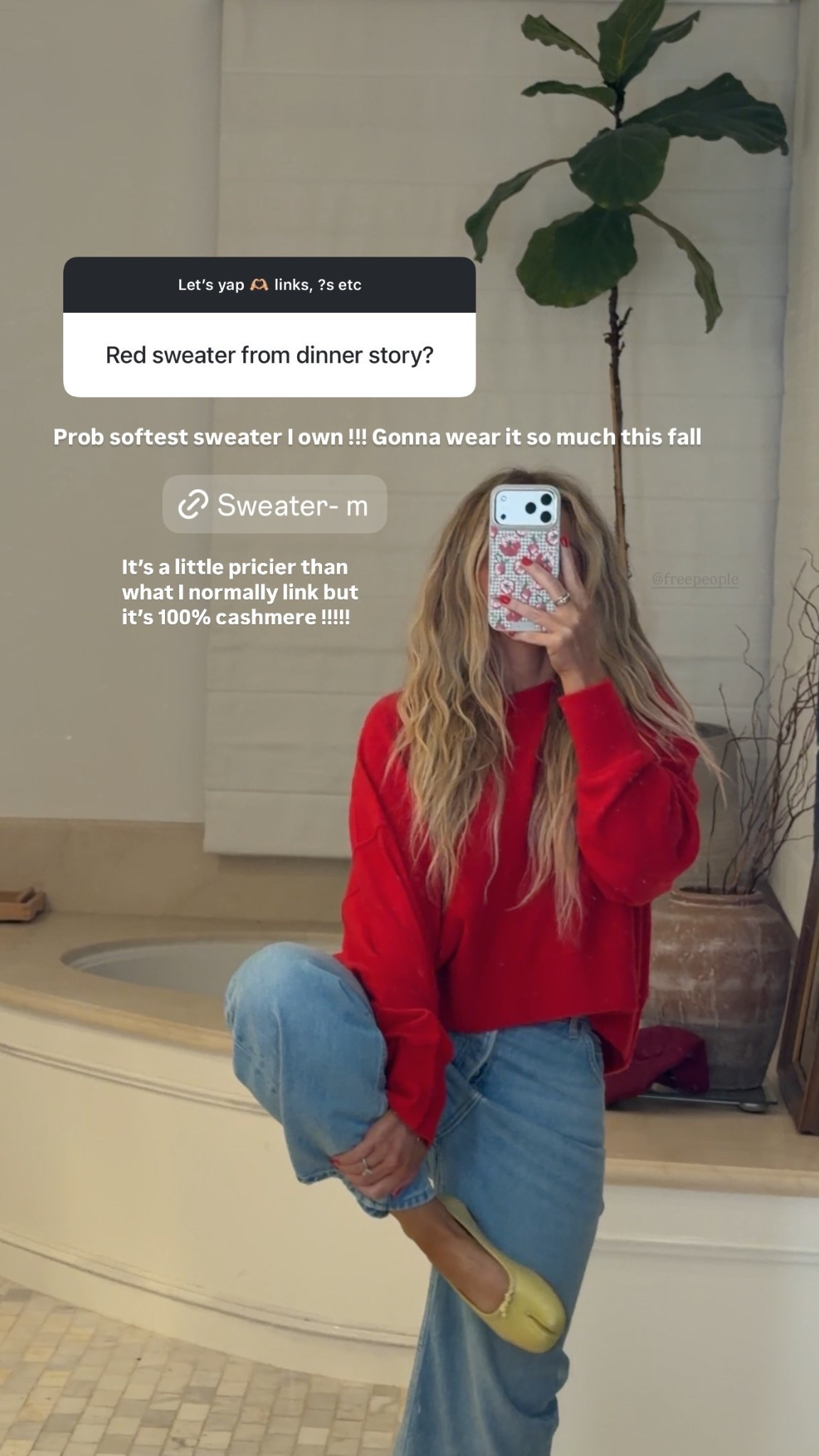 Prob softest sweater I own !!! Gonna wear it so much this fall  It’s a little pricier than what I normally link but it’s 100% cashmere !!!!! @freepeople