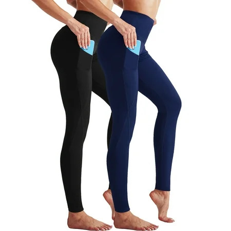 NELEUS Womens High Waist Running Workout Yoga Leggings with Side Pocket Black+Navy Blue US Size 3XL | Walmart (US)
