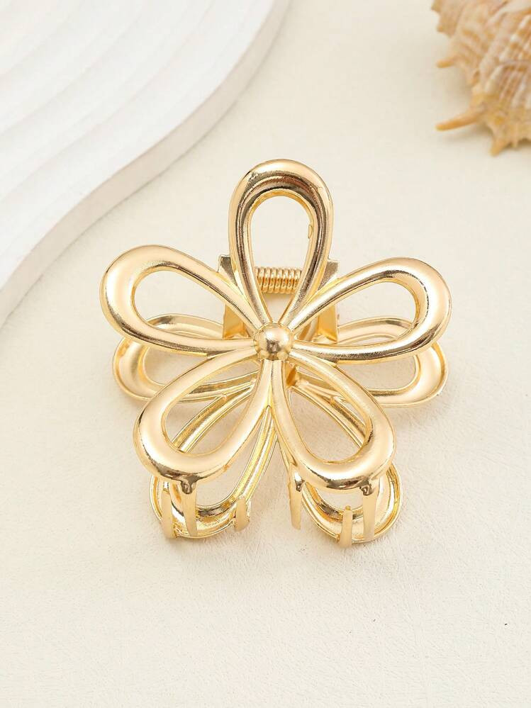 1pc Women's Simple Flower Design Metal Hair Claw, Fashionable Plum Blossom Alloy Chic Hair Clip For Everyday Use, Parties, Shower,School,Flower Claw,Hair Accessories,Claw Clips,Hair Jaw Clip,Hair Clutch | SHEIN
