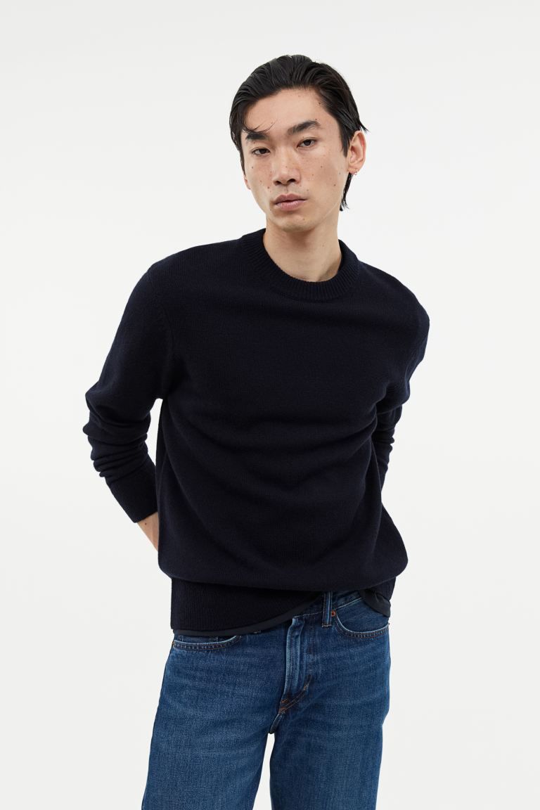 Regular Fit Wool Sweater - Dark blue - Men | H&M US | H&M (US + CA)