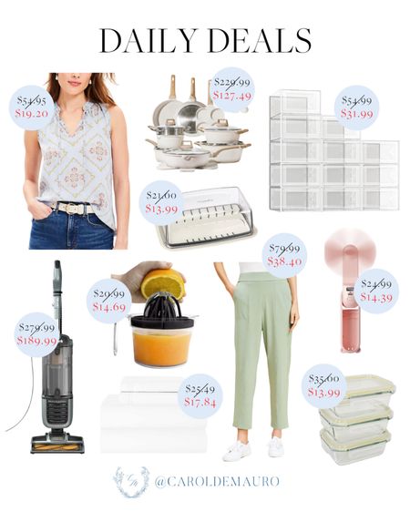 Grab today’s deals including a pastel blue patterned top, shoe organizer, fruit juicer, vacuum cleaner, white bathroom towels, and more!
#springsale #fashionfinds #homeappliance #kitchenessentials

#LTKhome #LTKSeasonal #LTKsalealert