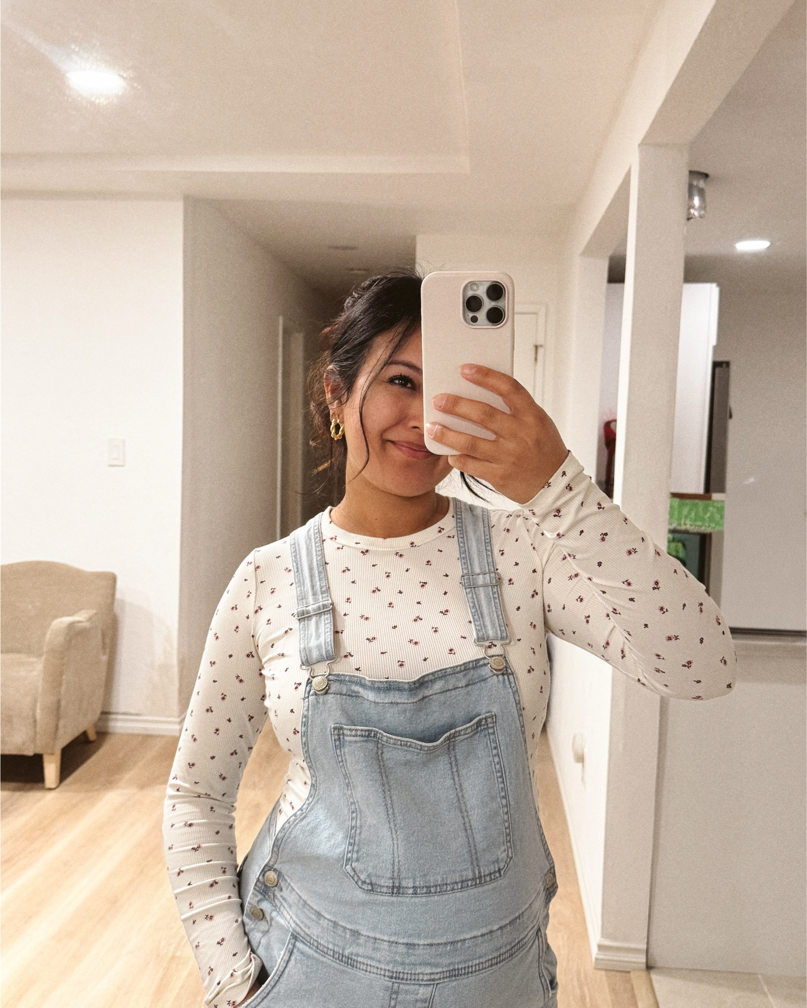 straight leg denim overalls for $20!! 🛒 wearing size M — stretchy denim material makes it perfect for the girlies who are pregnant🫶🏼 
bump outfit ideas | spring outfits | everyday outfits

#LTKgrwm #LTKootd #LTKBump