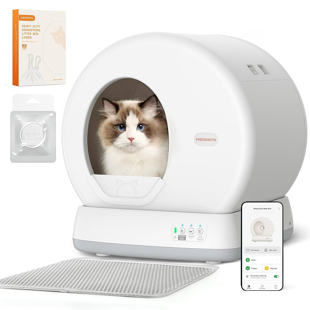 MeoWant Self-Cleaning Cat Litter Box, Integrated Safety Protection Automatic Cat Litter Box for M... | Amazon (US)