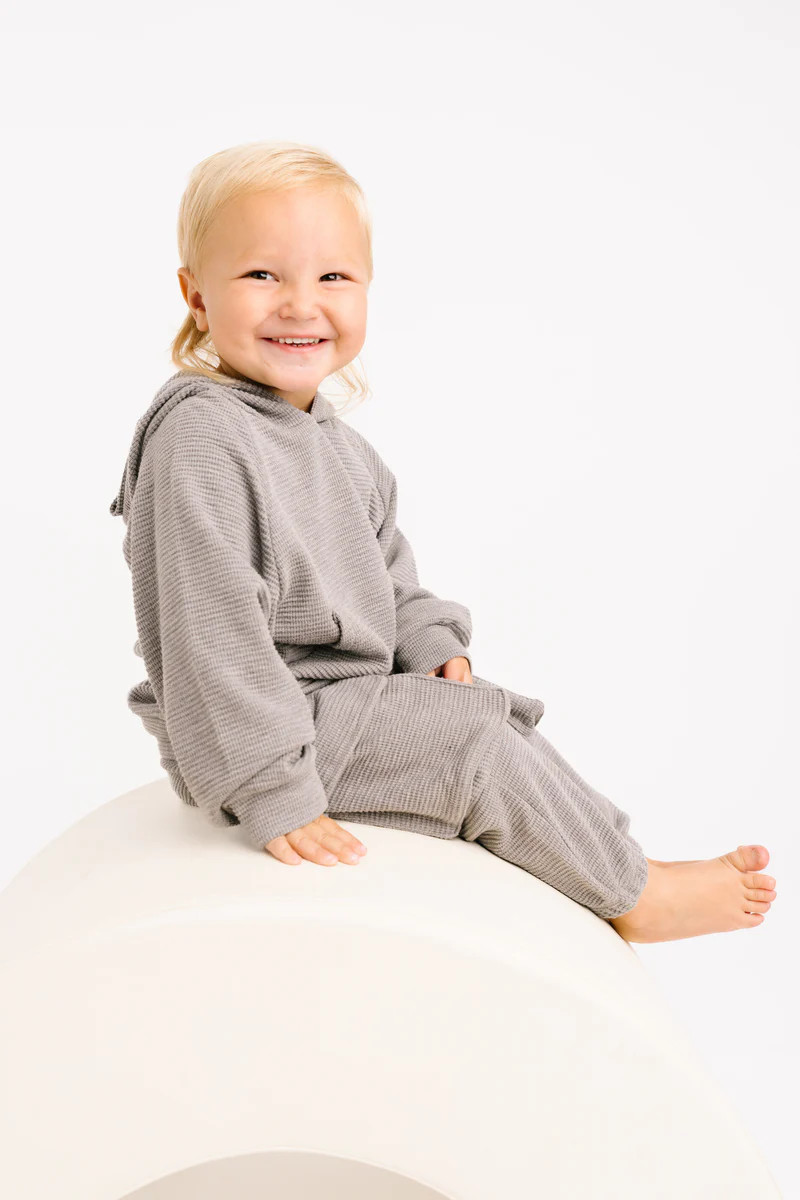 Pebble Gray Waffle Cargo Set | Little One Shop Co