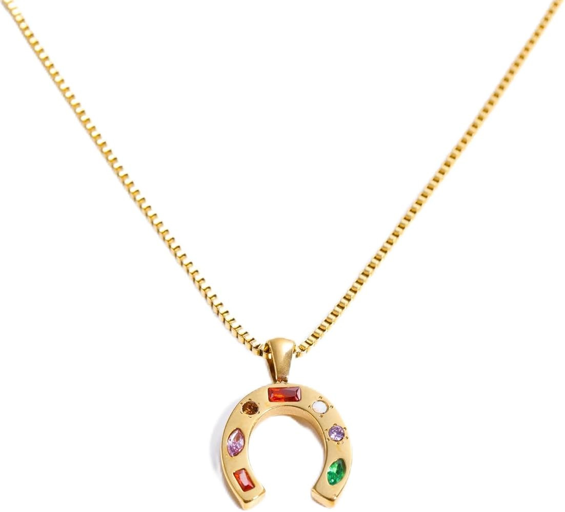 FMR 18k Plated Gold Horseshoe Necklaces Lucky Horseshoe Necklace Tiny Horseshoe Necklace Delicate... | Amazon (US)