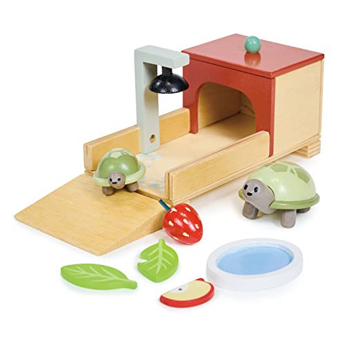Tender Leaf Toys - Tortoise Pet Set - 10 Piece Wooden Animal Play Set with Mummy and Baby Tortoise, House, and Food - Great Add-on Pet Play Set to Dollhouse Play for Children - Age 3+ | Amazon (US)