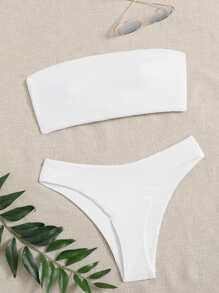 Plain Rib Bandeau Bikini Swimsuit SKU: sw2202120129622329(1000+ Reviews)$11.49$10.92Join for an E... | SHEIN