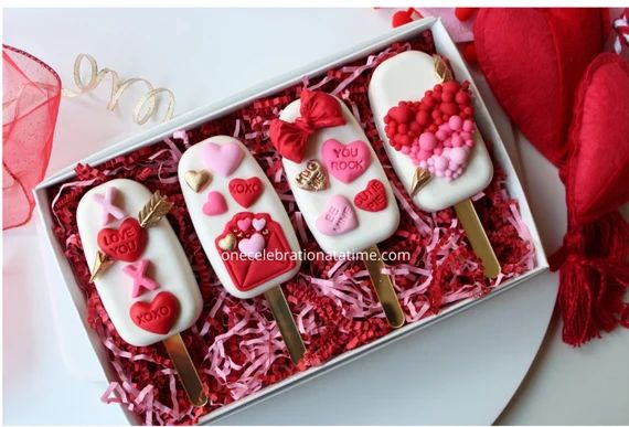 Valentines Cakesicle Set-4 Valentines Cake Pop Gift Set | Etsy | Etsy (US)