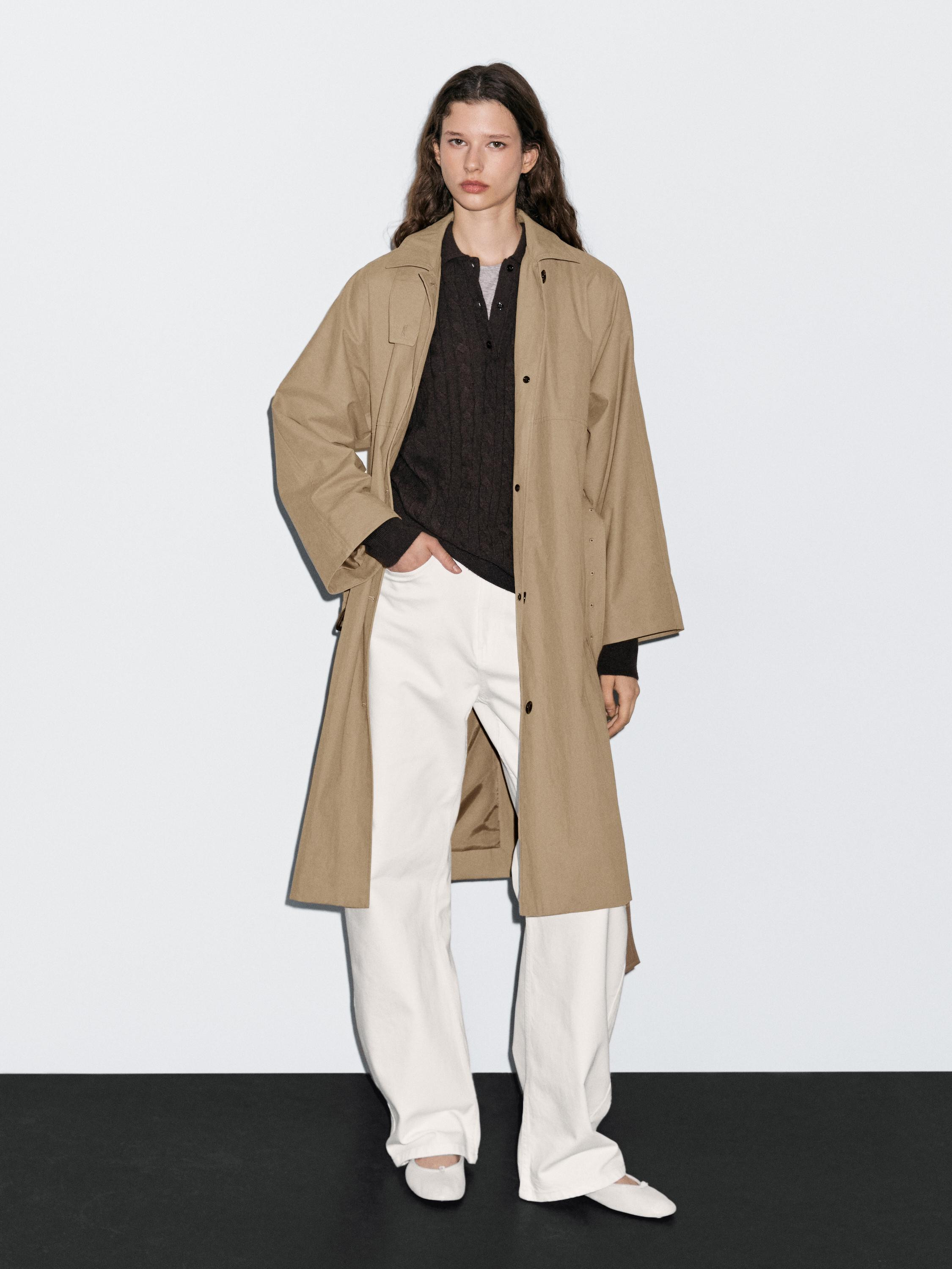 Cotton blend trench coat | Massimo Dutti US
