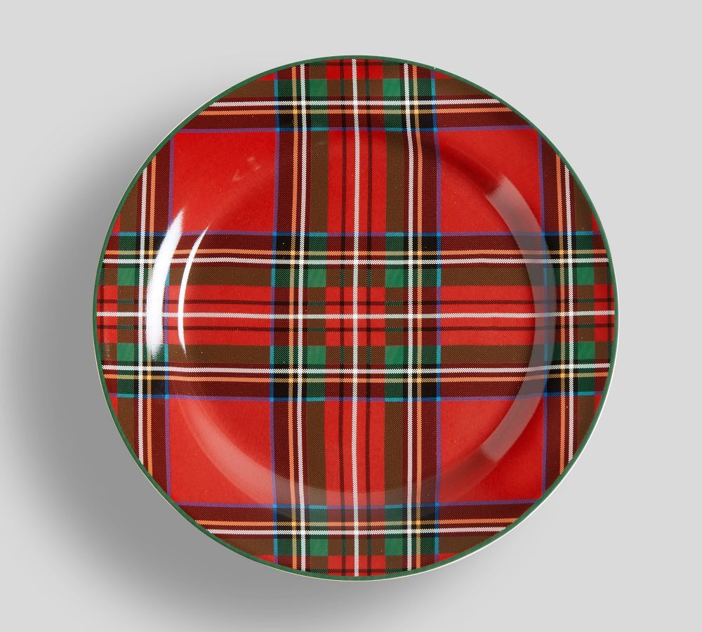 Stewart Red Stoneware Plaid Salad Plates, Set of 4 | Pottery Barn (US)