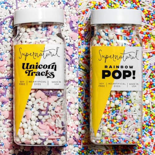Unicorn Tracks & Rainbow Pop! Natural Sprinkle Set by Supernatural, No Artificial Dyes, Soy Free, Gluten Free, Vegan, 3oz (Pack of 2) | Amazon (US)