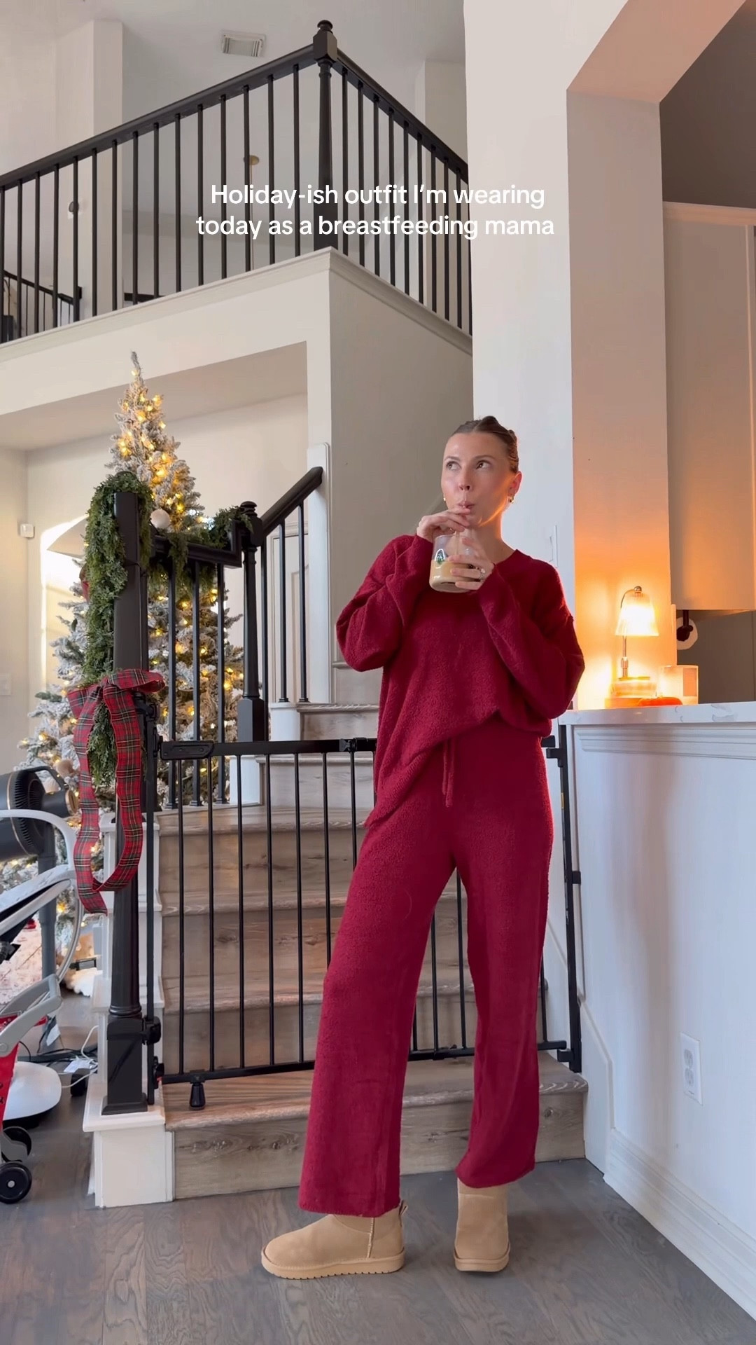 Cozy winter outfit! Obsessed with this lounge set. It feels like a blanket! Size M. Nursing friendly!!! 

#LTKmomlife #LTKootd #LTKHoliday