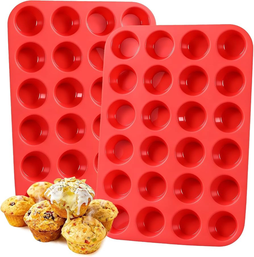 CAKETIME Silicone Mini Muffin Pan, 24 Cups Mini Cupcake Pans Silicone Muffin Tin for Baking Nonst... | Amazon (US)