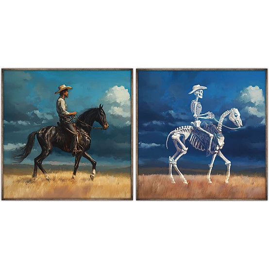 Red Shed  15 in. Framed Cowboy on Horse Lenticular Halloween Wall Art | Tractor Supply