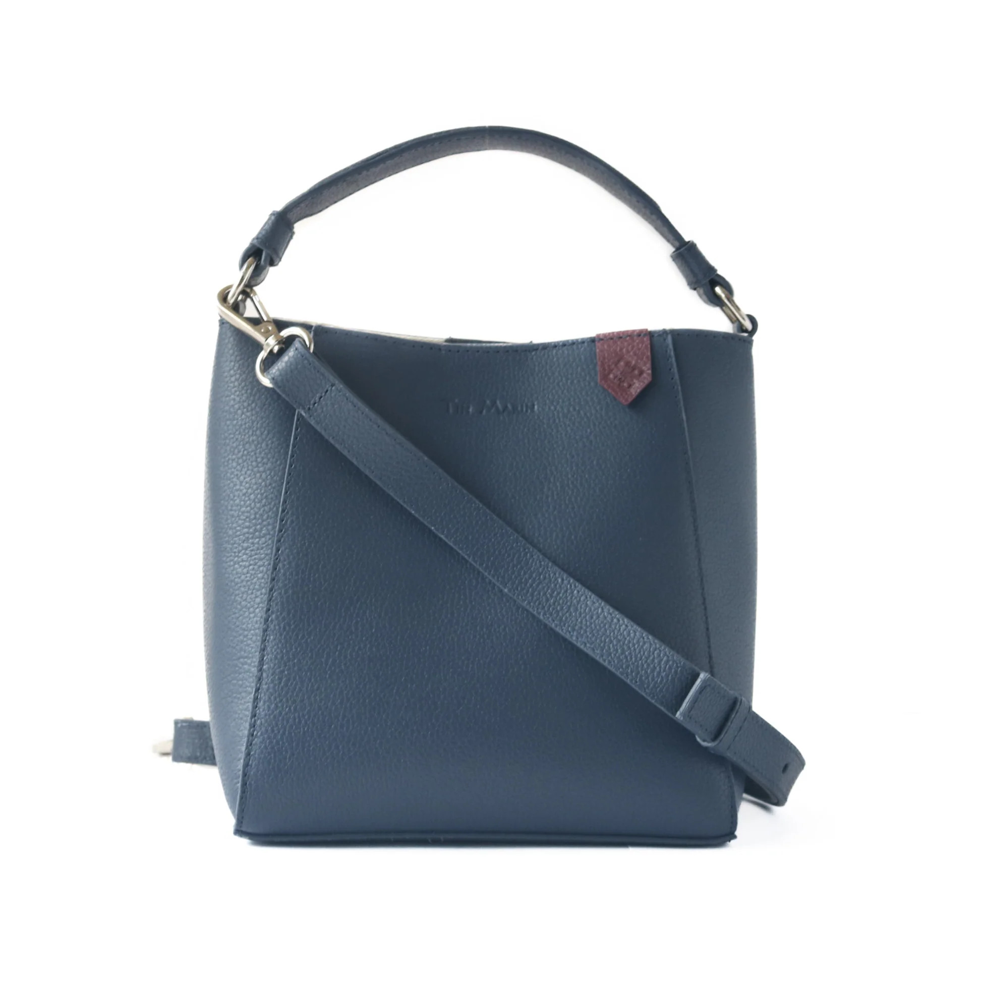 Yaya Leather Bucket Bag - Navy Blue | Tin Marin