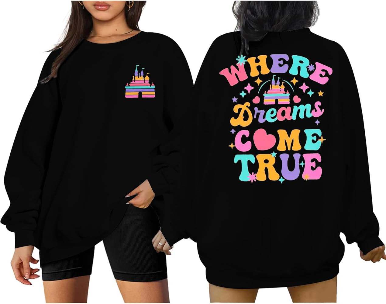 ASTANFY Magic Kingdom Sweatshirt for Women Castle Graphic Sweatshirts Oversized Family Vacation s... | Amazon (US)