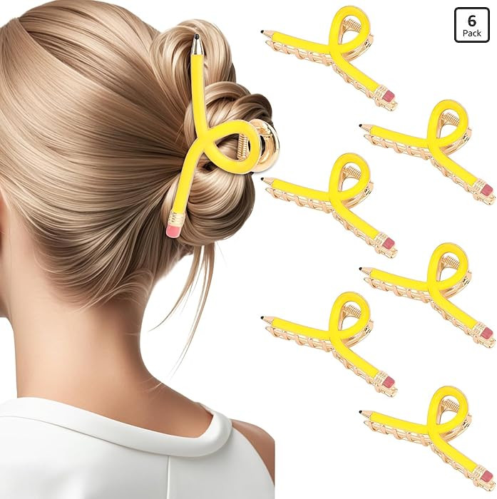 YARIEW Pencil Hair Clips for Women Thin Hair Teacher Gifts Claw Clips for Thick Hair Funny Back t... | Amazon (US)