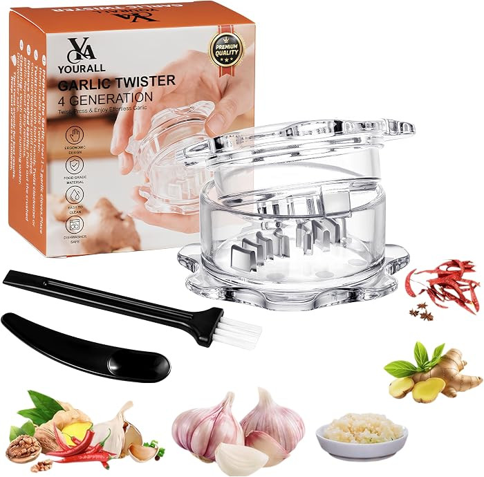 Garlic Twister Kitchen Tool \u2013 Manual Garlic Crusher & Ginger Grinder, Nut Chopper, Chili Pep... | Amazon (US)