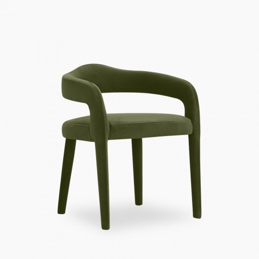 Ophelia Carver Dining Chair, Olive Green Sustainable Velvet | Cult Furniture UK