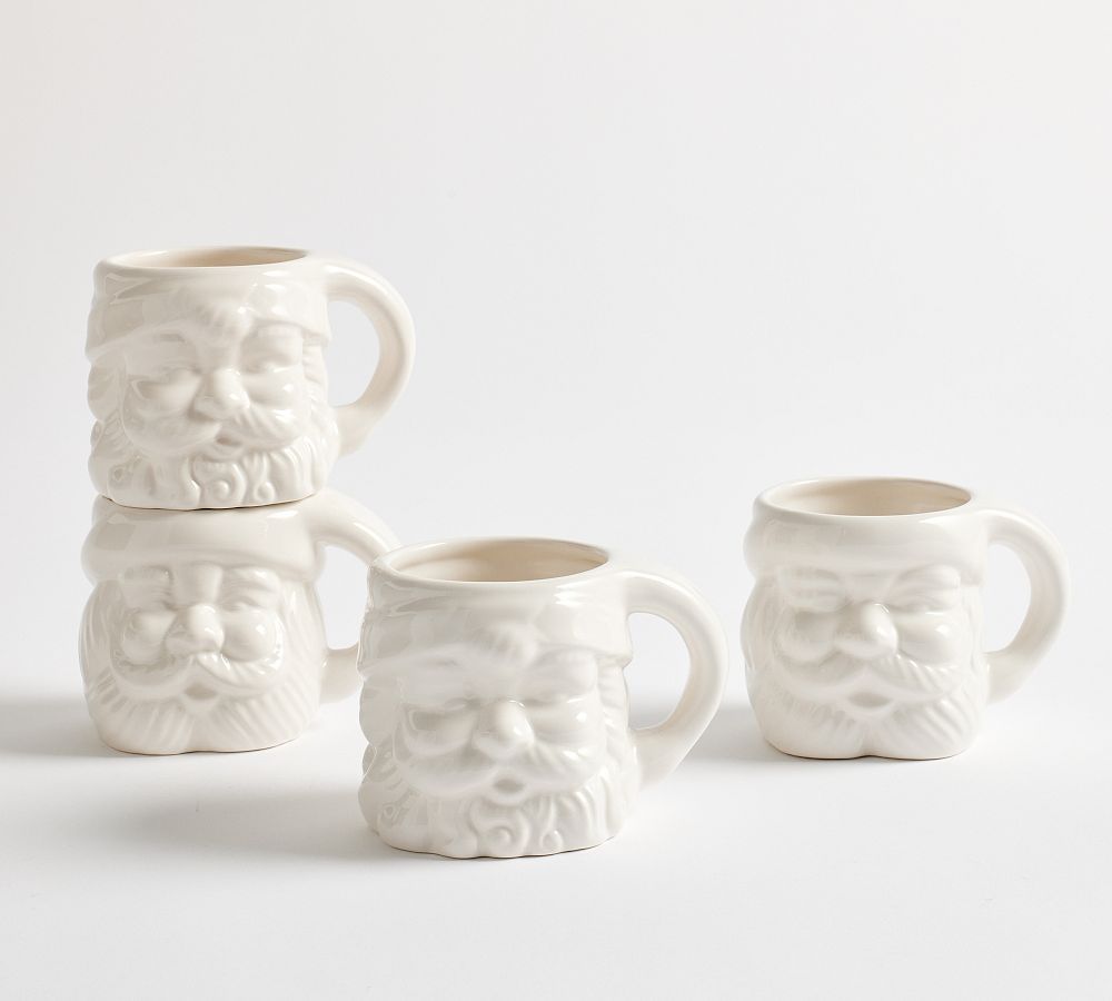 Santa Claus Ceramic Mugs - White Glaze | Pottery Barn (US)