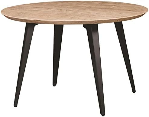 LeisureMod Ravenna Round Butternut Wood 47" Dining Table W/Metal Legs | Amazon (US)