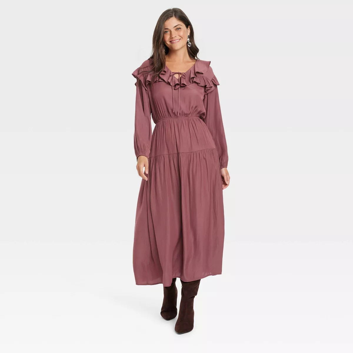 Women's Long Sleeve Ruffle Maxi A-Line Dress - Universal Thread™ | Target