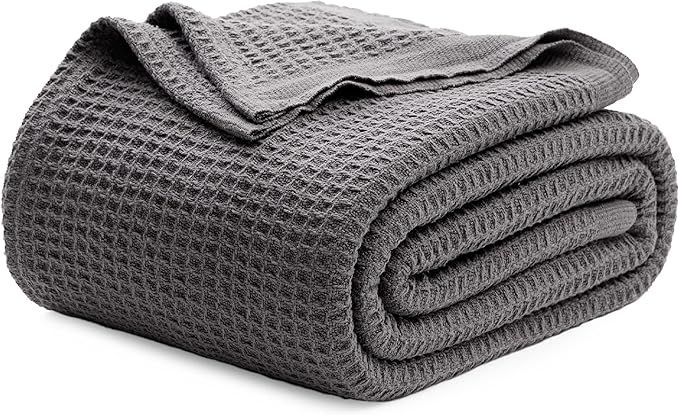 Bedsure 100% Cotton Blankets Queen Size for Bed - 405GSM Waffle Weave Blankets for Summer, Cozy a... | Amazon (US)