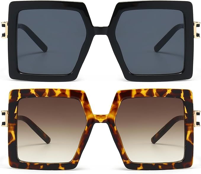 AIEYEZO Oversized Sunglasses for Women Square Fashion Big Large Frame Sun Glasses UV400 Protectio... | Amazon (US)