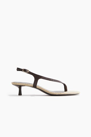 H & M - Kitten-Heeled Sandals - Dark Brown/Beige | H&M (US + CA)