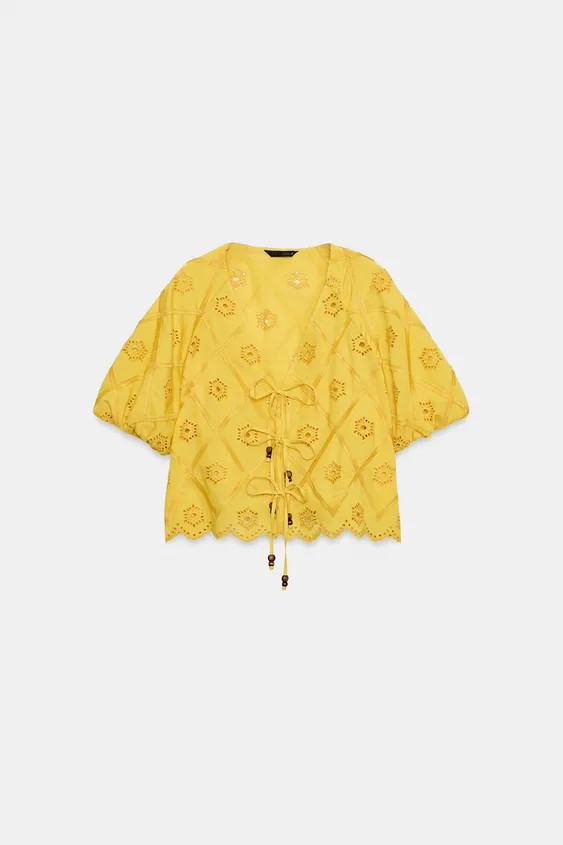 EMBROIDERED EYELET TOP | Zara US