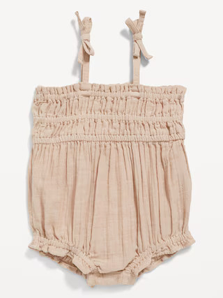 Double-Weave Sleeveless Tie-Bow One-Piece Romper for Baby | Old Navy (US)