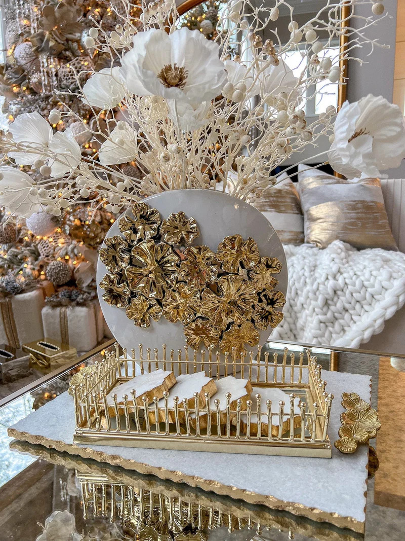 Coaster Tray with Gold Linear Design | Inspire Me! Home Decor