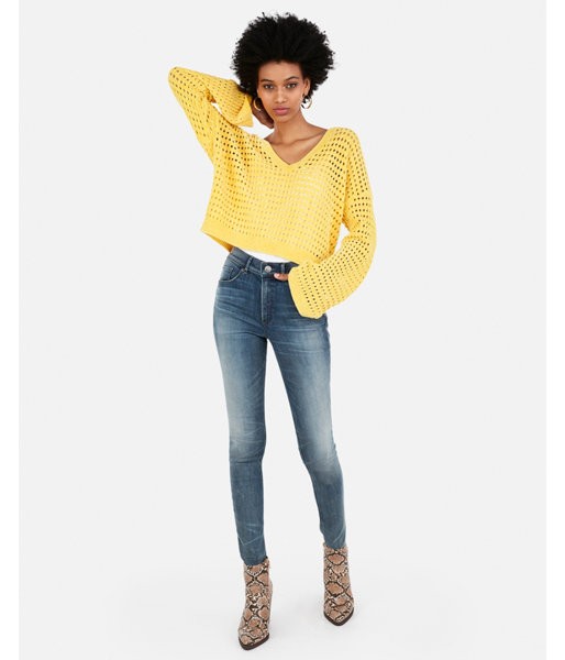 Express Womens Velvet Chenille Open Stitch Sweater | Express