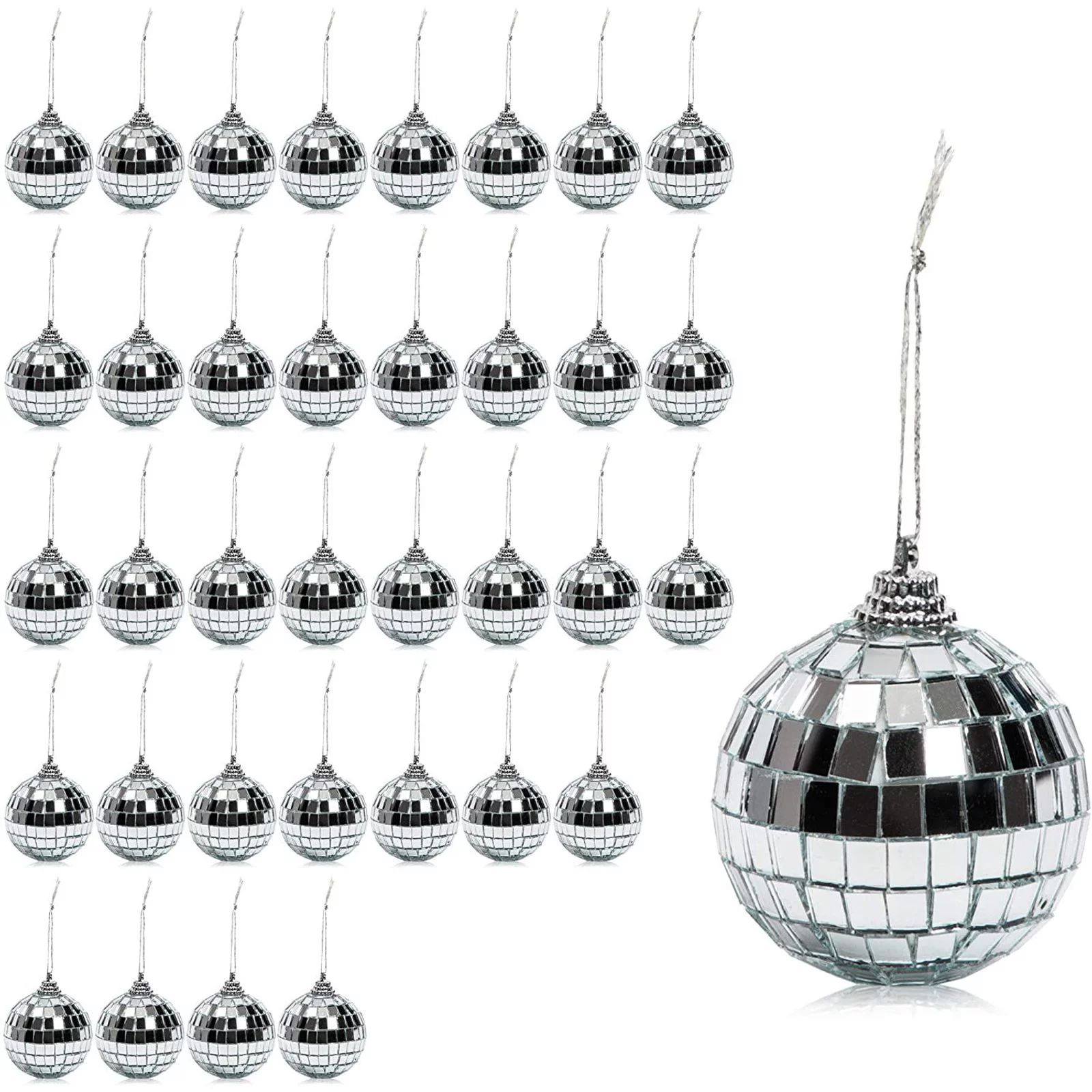 36 Pack Silver Christmas Ornaments Set Hanging Disco Mirror Ball for Crafts, Xmas Holiday Party D... | Walmart (US)
