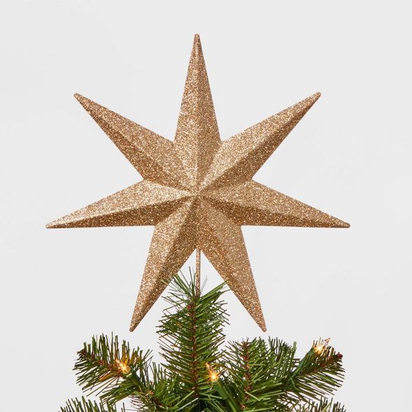 11.75in Unlit Metal Glitter Star Tree Topper Gold - Wondershop™ | Target