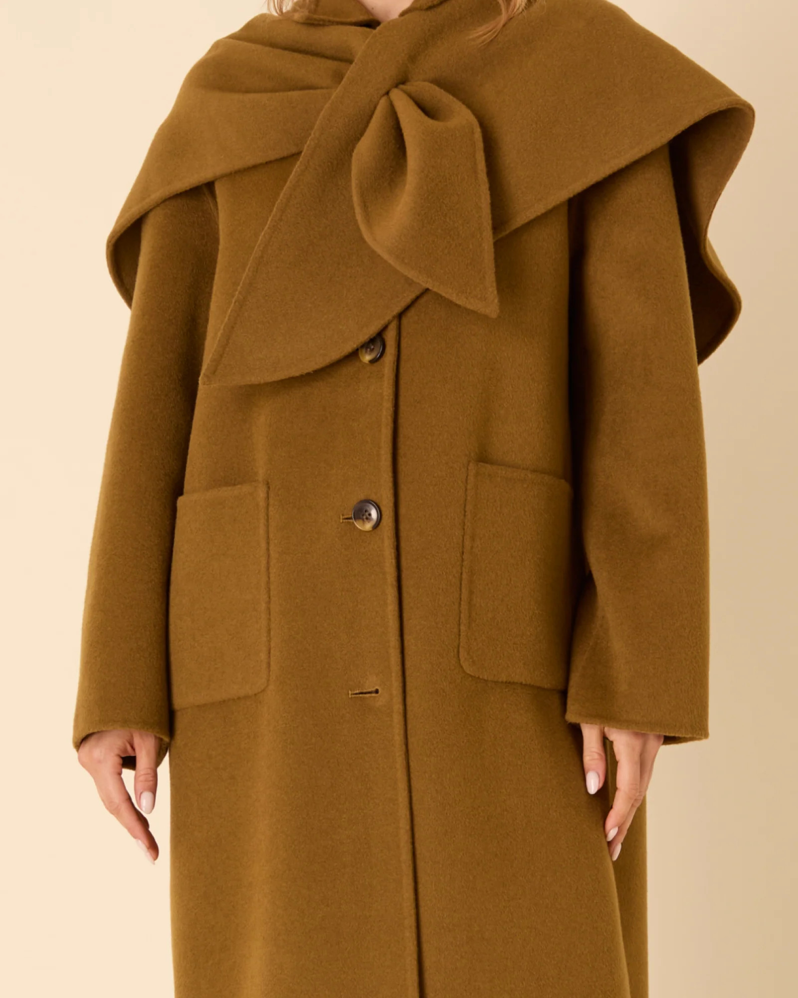 Green Wool-blend Scarf Shawl Coat | Nobody's Child