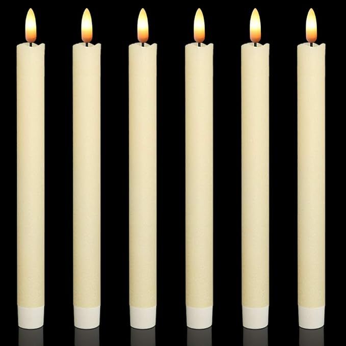 Amazon.com: Wondise Ivory Flameless Taper Candles with Timer, 6 Pack Battery Operated LED Flicker... | Amazon (US)