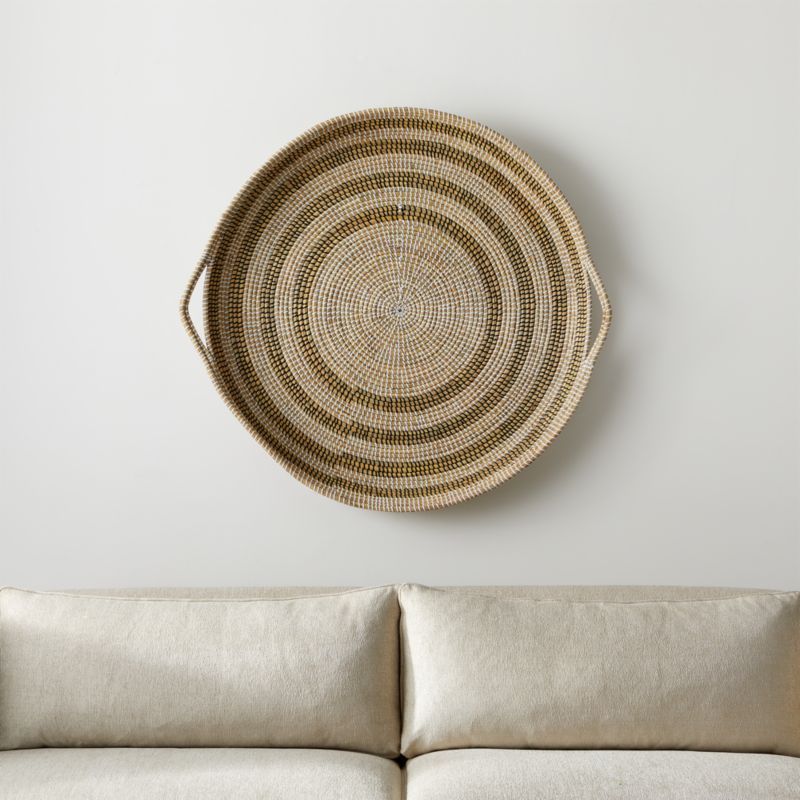 'Dana' Hand-Crafted Round Basket Wall Art 39"x5.9" + Reviews | Crate & Barrel | Crate & Barrel