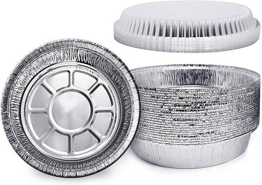 7'' Inch Round Tin Foil Pans Disposable Aluminum Pans with Clear Lids (30 Pack), Freezer & Oven S... | Amazon (US)