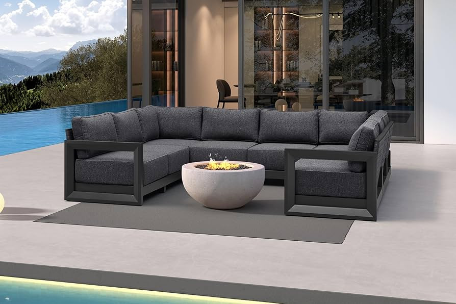 PURPLE LEAF Patio Furniture Set U-Shaped Outdoor Couch with 9.6" Thick Cushion and Soft Pillows 8... | Amazon (US)