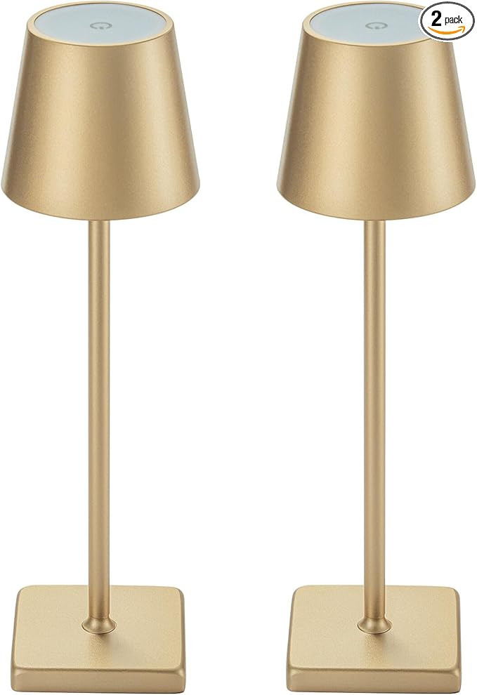 2 Pack Cordless Table Lamp Rechargeable LED Desk Lamp 5200mAh Aluminum Shell Battery Lamps Steple... | Amazon (US)