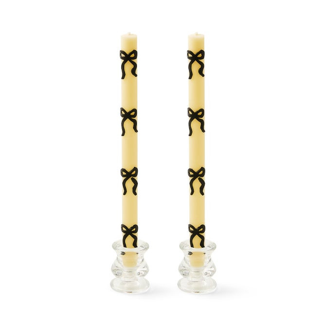 Black Bow Dinner Candles, Set of 2 | MacKenzie-Childs