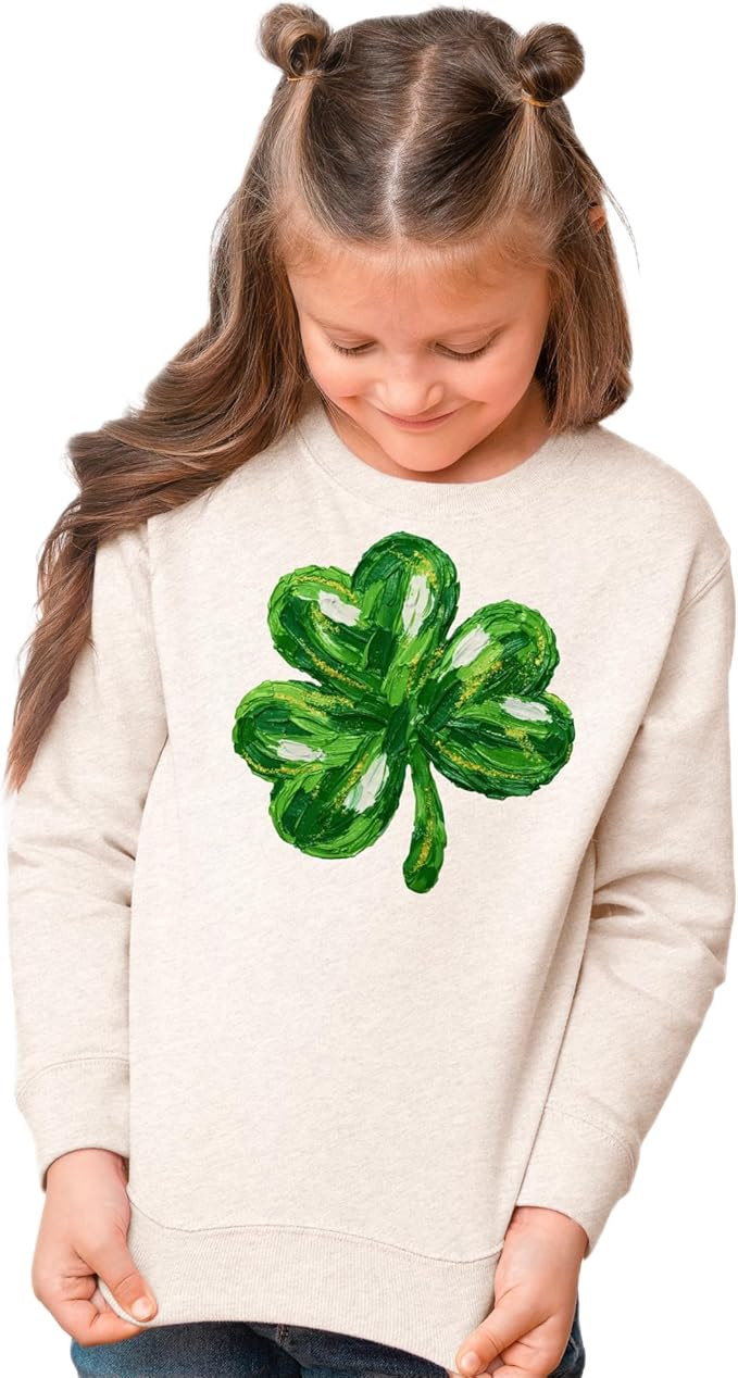 Toddler Lucky Shamrock Sweatshirt St Patricks Day Clover Pullover Cute Kids Graphic Top | Amazon (US)