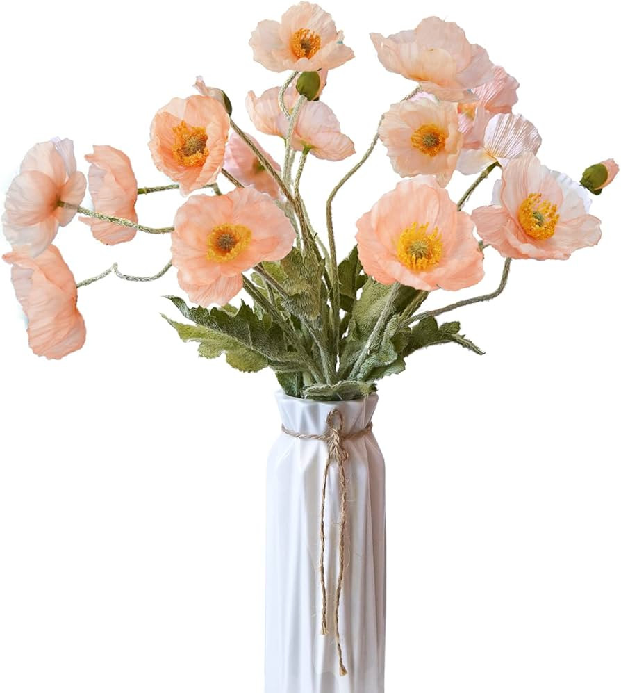 Kainonnan Artificial Flowers 5Pcs Poppies Flowers Artificial Silk Flowers for Home Office Wedding... | Amazon (US)