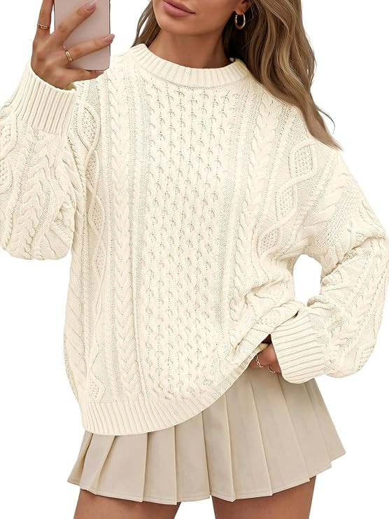 Trendy Queen Womens Oversized Cable Knit Sweaters 2026 Fall Fashion Outfits | Amazon (US)