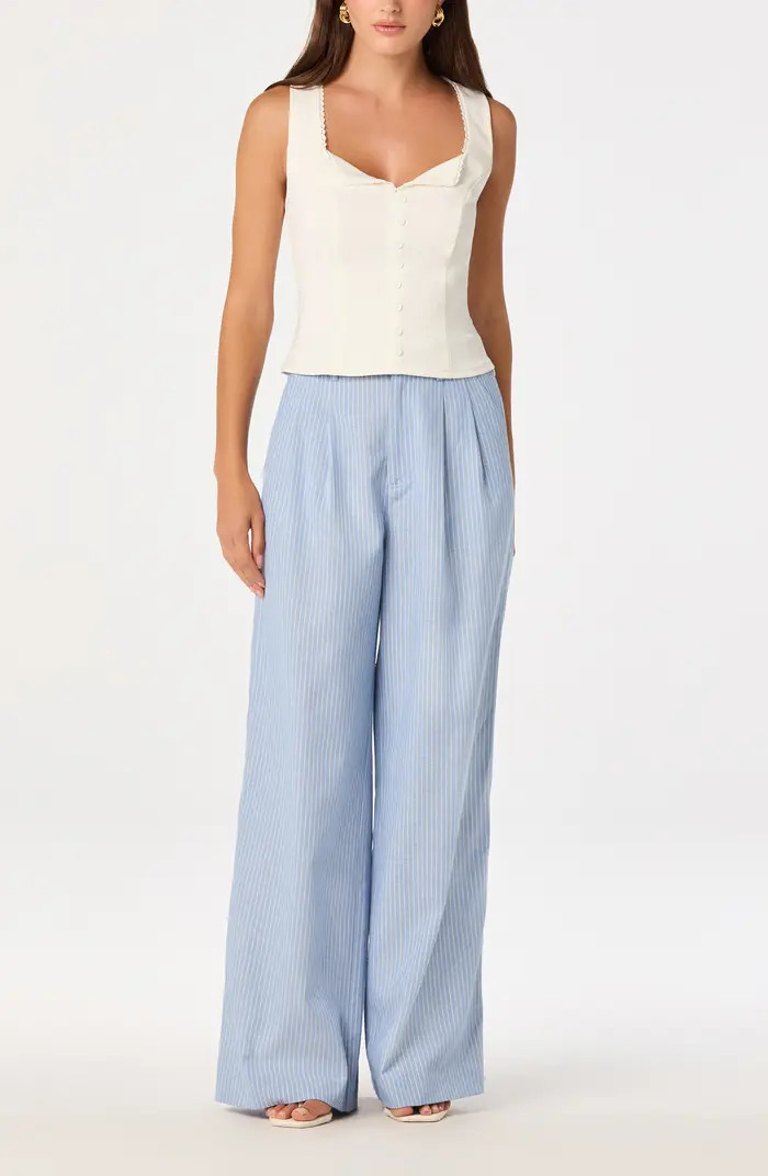 Linsey Pinstripe Wide Leg Cotton & Linen Pants | Nordstrom