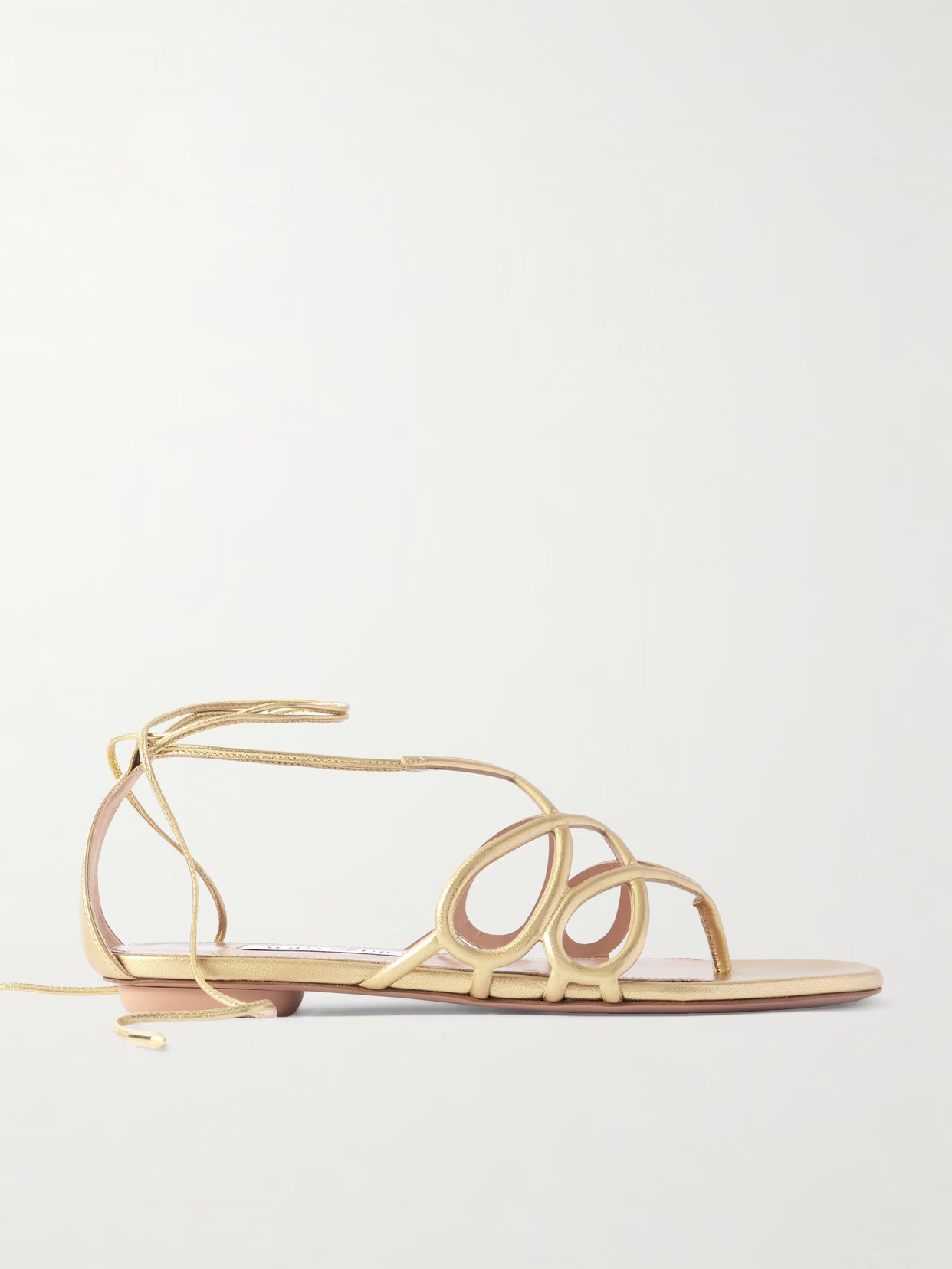 Aquazzura - Infinito Metallic Leather Sandals - Gold | NET-A-PORTER (US)